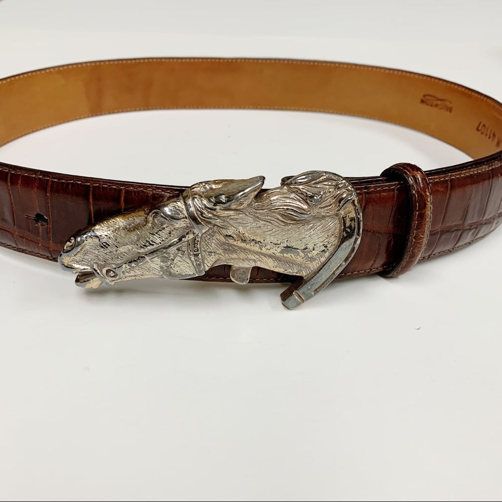 🔥 Unique Brighton Horse Head Buckle Belt, EUC.
